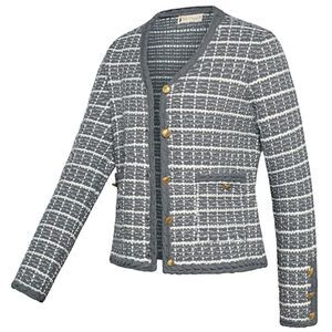 Belle Poque Cardigan Long Sleeve V-Neck Cable Knitted Sweater Grey XL NWT